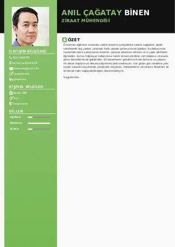 Ziraat Mühendisi Cv Örnekleri cv indir